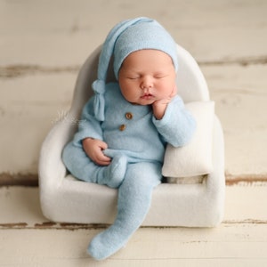 Newborn Knit Outfit, Baby Footed Pyjamas, Newborn Footed Romper, Newborn Sleepy Hat, Photography Prop Newborn Set, Newborn Photo Props