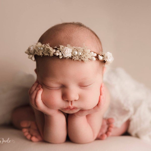 Newborn Flower Headband. Newborn Headband. Faerie Princess Flower Halo. Newborn Flower Halo. New Born Photography Prop.UK SELLER