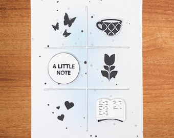 A Little Note Thinking of You Greeting, Friendship Encouragement, Just Because Message, Simple Handmade Stationery, Minimalist Card
