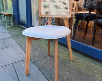 Handmade Rattan Back Wooden Dining Chair, Custom Upholstered Chair, Scandinavian Style