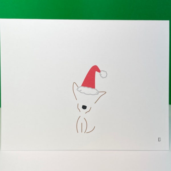 Chihuahua - Christmas Hat - Custom Blank Notecards - Set of 10
