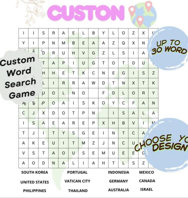 Custom Word Search Puzzle: Personalized Printable Game + Answer Key - Etsy