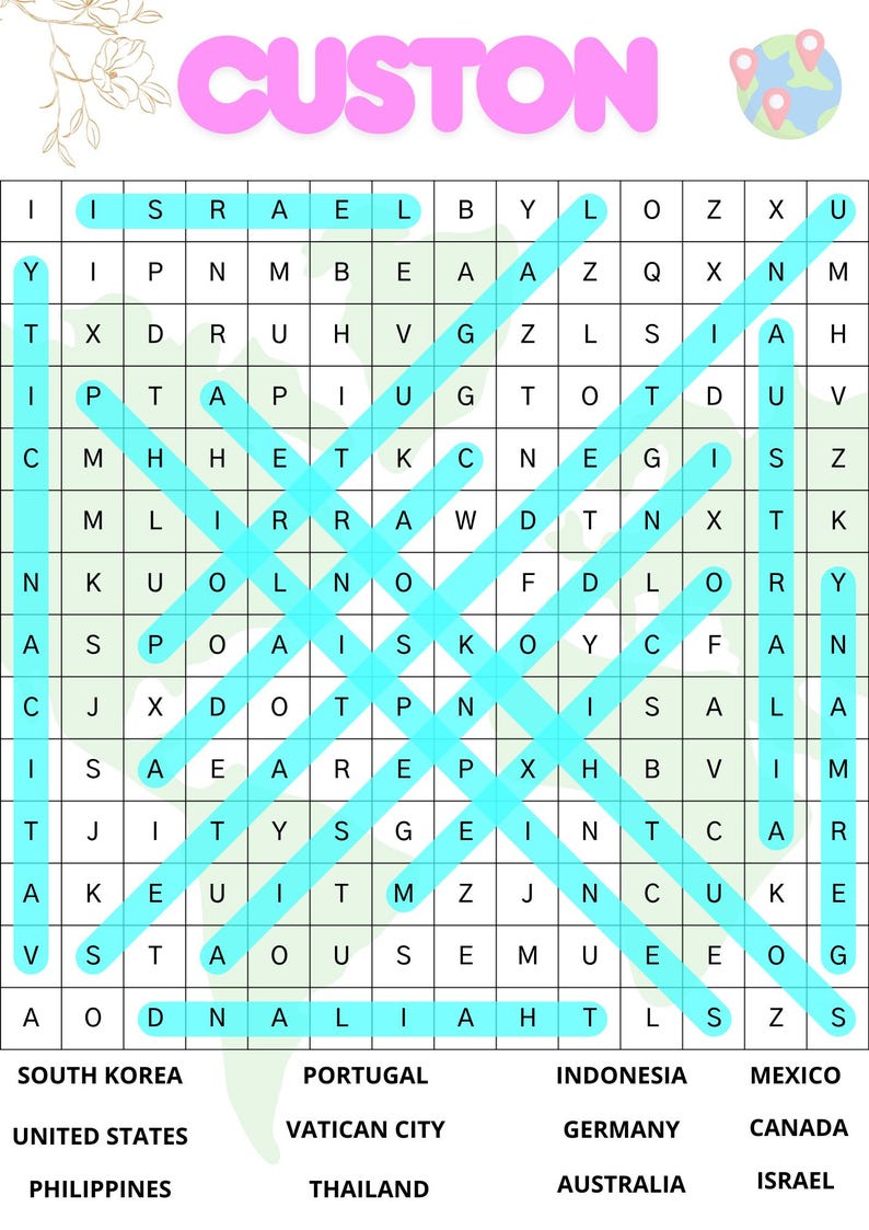 Custom Word Search Puzzle: Personalized Printable Game + Answer Key - Etsy