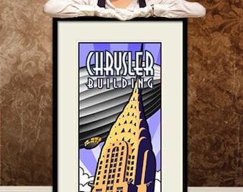 Chrysler Building New York City Manhattan Print Poster Art Deco Retro Mid Century Modern Machine Age Steampunk Zeppelin Gothampark Gavron