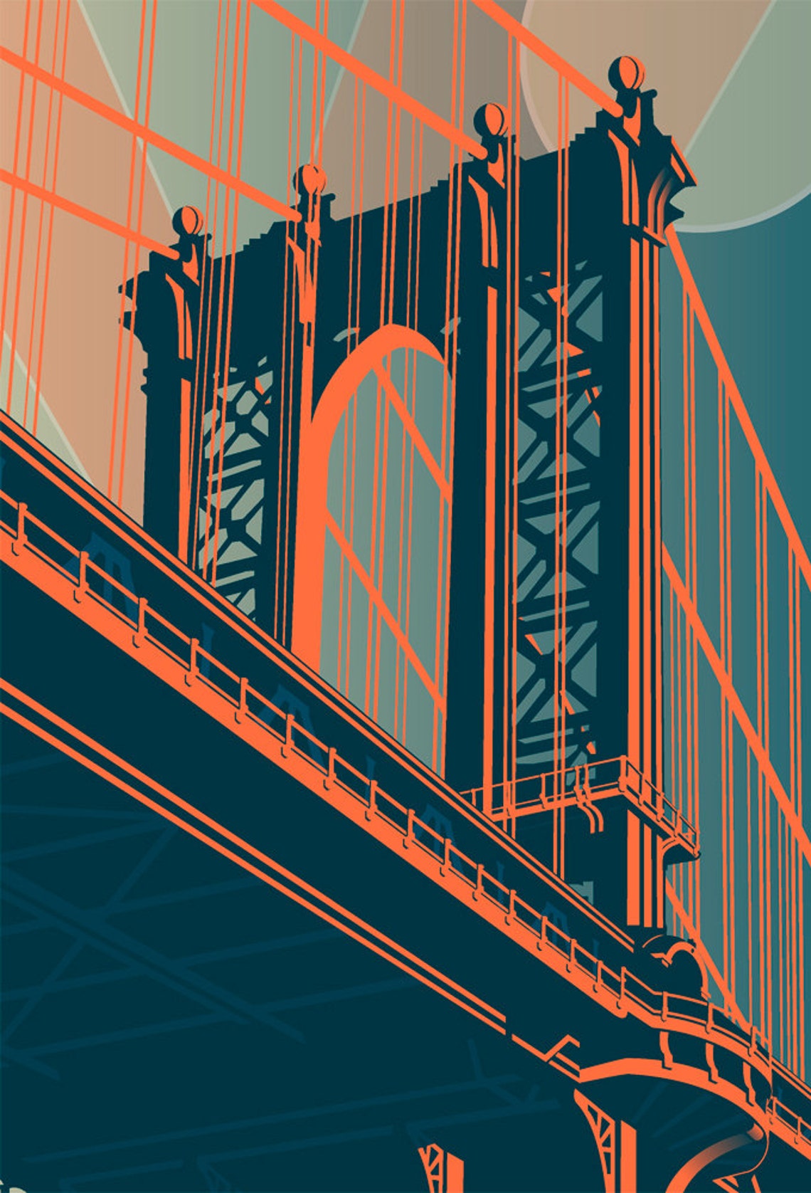 Manhattan Bridge Brooklyn New York City Travel Poster Print | Etsy