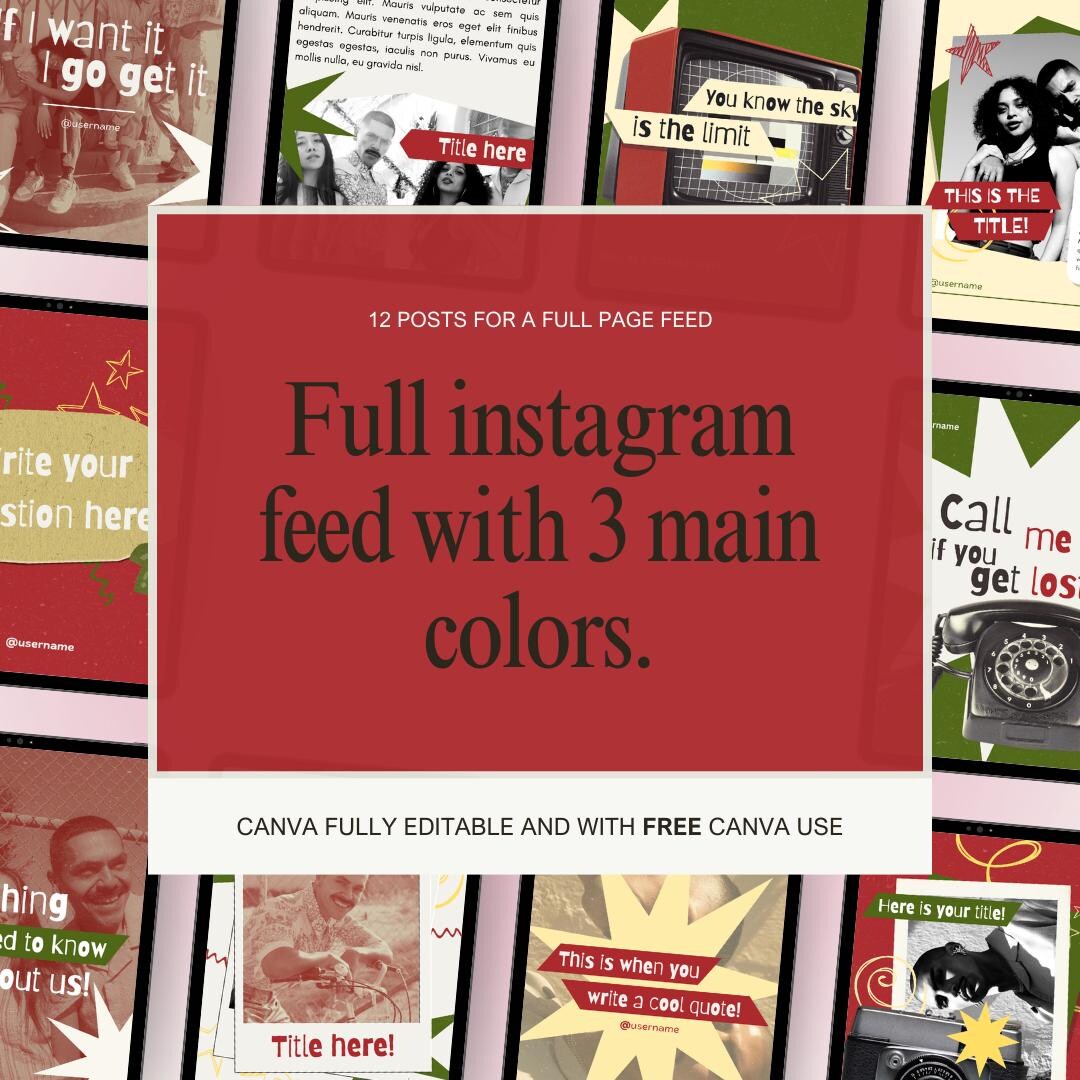 12 Posts Instagram 12 Posts for Full Feed in Canva | Strong Scrapbook Social ...