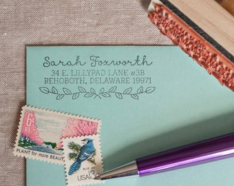 nature address stamp etsy