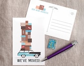 Moving Announcement Postcard - Car with boxes fill in blank change of address card i've moved or we've moved card - set of 15