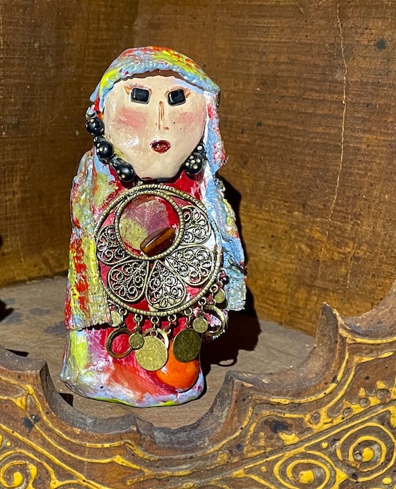 Tribal Colorful OOAK Folk Art Doll - Etsy display picture 1