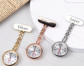 Montre d'infirmière gravée personnalisée, nom personnalisé de montres pour infirmières, cadeau unique de montre de poche avec gousset, cadeau personnalisé pour amis infirmières médecins
