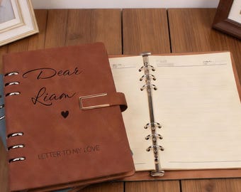 Cuaderno personalizado "Cartas a mi amor", diario con nombre personalizado, regalo romántico, regalo de San Valentín para él, regalo de aniversario.