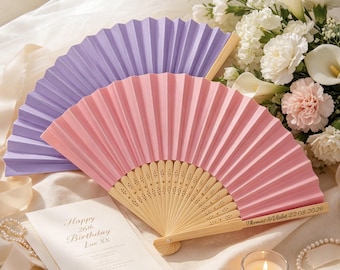 Personalized Wood Wedding Fans,Bridal Party Favors,Wedding Fans for Guests,Hand Folding Fans,Wedding Ceremony Special Event Keepsake Gift