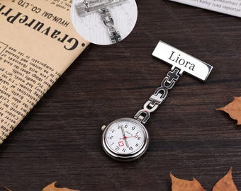 Custom Name Fob Watch,Personalised Engraved Nurse Watch,Name Nurse Pocket Watch with Lapel Pin,Gift for Nurse Graduates,Gift For Midwife