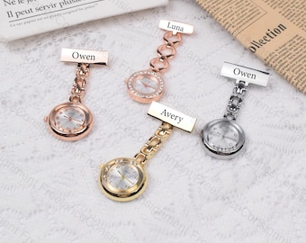 Reloj de bolsillo de enfermera personalizado, reloj de bolsillo de enfermera personalizado, reloj de enfermera con pin de solapa, regalo del Día de la Madre, regalo de graduación, regalo de enfermera