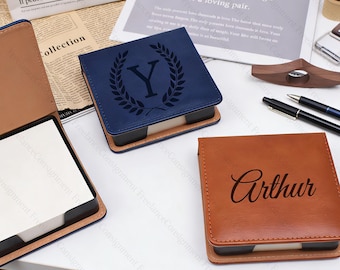 Bloc de notas adhesivas personalizado, organizador de notas adhesivas personalizado, caja de notas adhesivas de cuero, organizador de escritorio, regalo para profesores, material de oficina