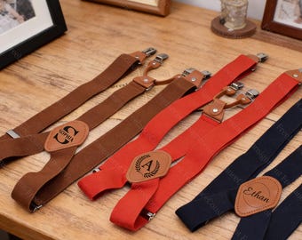 Tirantes de cuero personalizados, Tirantes para hombre, Tirantes elásticos de cuero, Tirantes para padrinos de boda, Regalo para padrinos de boda, Regalos de San Valentín