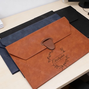 Personalized Leather A4 Document Holder,Custom File Folder,Portfolio For Men Women,Graduation Gift,Corporate Gift,Valentine's Day Gift