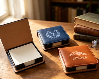 Personalized Sticky Notepad,Leather Sticky Notes Box,Custom Post It Note Holder,Memo Office Desk Accessory,Teacher Appreciation Present