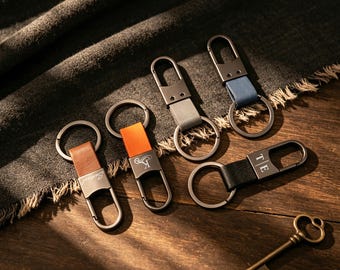 Personalized Leather And Metal Keychain,Custom Engraved Leather Keychain,Anniversary Keychain,Men's Keychain,Groomsmen Gifts,Corporate Gift