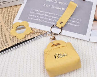 Monedero personalizado, llavero de cuero, minibolso para mujer, joyero de viaje, accesorio de viaje, regalo de San Valentín.