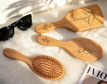 Personalized Bamboo Comb,Custom Wooden Head Relaxation & Hair Care Tool,Bridesmaid Gift,Gift for Mom,Bridal Party Gifts