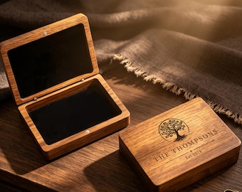 Personalized Walnut Wood Box,Wooden Memory Box,Card Case,Engraved Keepsake Storage Box,Anniversary Birthday Gift for Men