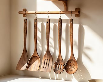 Personalized,Kitchen Wooden Spoon Set,Custom Engraved Baking Tool Set,Kitchen Gifts for Mom,Holiday Cooking Gifts,Housewarming Gift