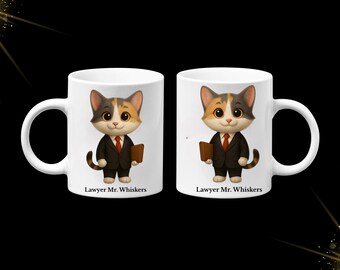 Lawyer Mr. Whiskers – Cute Cat Lawyer Mug | 11oz Ceramic Coffee Cup | Gift for Lawyers & Cat Lovers