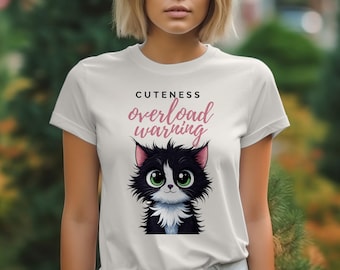 Cuteness Overload Warning, Cat T-Shirts, Funny Cat Shirt, Kitten Tee, Cute Animal Shirt, Black Cat Lover Gift, Cat Graphic Tees