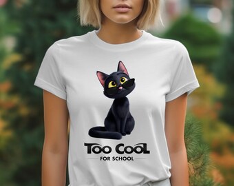 Too Cool Cat T-Shirts, Cute Cat Tee, Back To School Shirt, Funny School T-Shirt, Cartoon Animal T-Shirt, Trendy T-Shirts, Cool Cat Lover