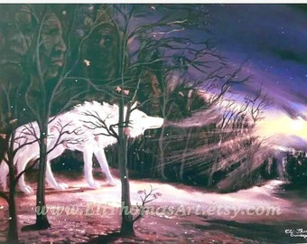Wolf Art, wolf nature art, gift idea, Eli Thomas Art , totem animal wolf, nature art, wildlife art, spirit art , gift ideas , home decor,
