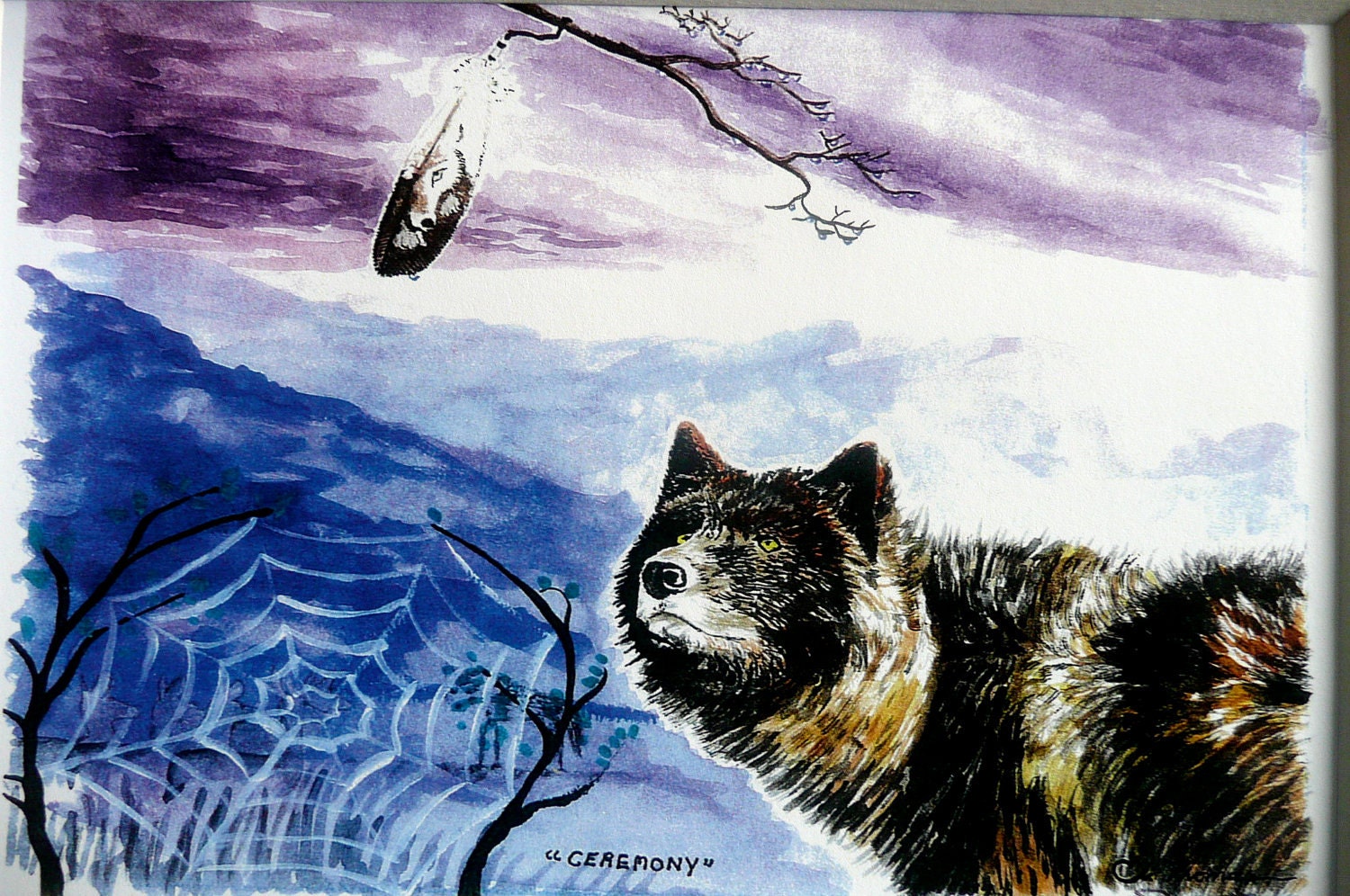 Wolf art print Native American Indian art Nature art | Etsy