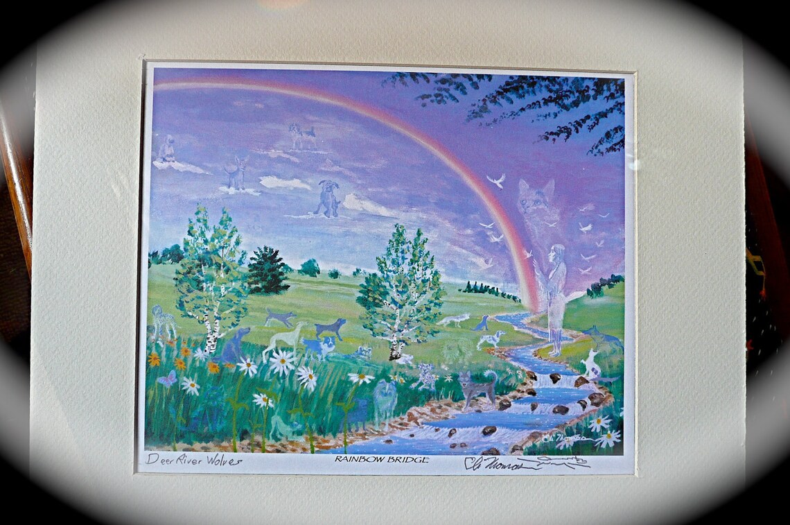 Pet Art , Rainbow Bridge, Native American Art, Dog Cat Horse Bird, Gift