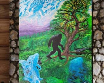 Sasquatch.Yeti, Bigfoot, artwork,  Sasquatch art, Eli Thomas Art, Bigfoot gift ideas, nature art reproduction, gift for dad, fathers day