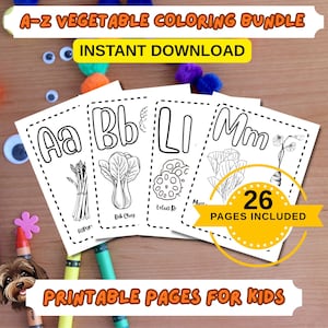 Vegetable Alphabet Coloring Pages – Kids ABC Printable Worksheets (PDF)