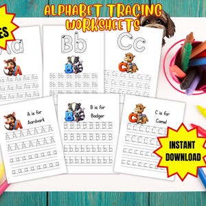 ABC Tracing Worksheets Printable for Kids | Alphabet Handwriting Practice | 52 Pages