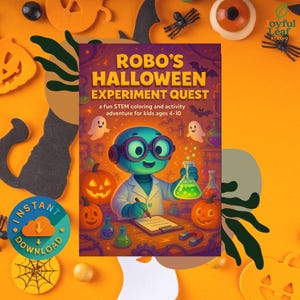 Robo&#39;s Halloween STEM-kleurboek | Robotwetenschapsavontuur (pdf + JPG)