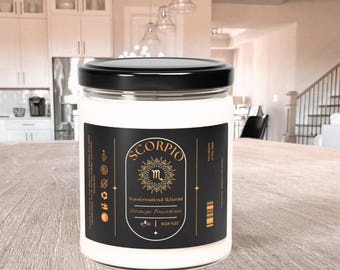 Scorpio Zodiac Candle: Custom Birth Month Gift, Soy Wax