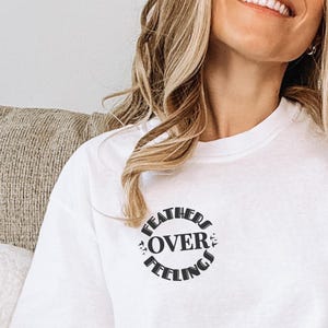 Feathers Over Feelings Shirt, Introvert Graphic Tee, Soft Rebellion T Shirt, Neurodivergent Humor Shirt, Minimalist Statement Top