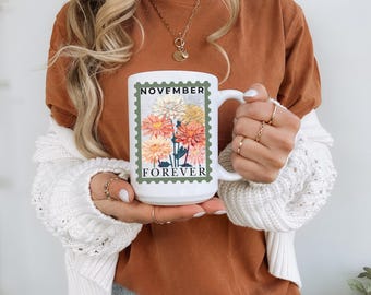 Personalized Birth Flower Coffee Mug, Bridesmaid Proposal Gift