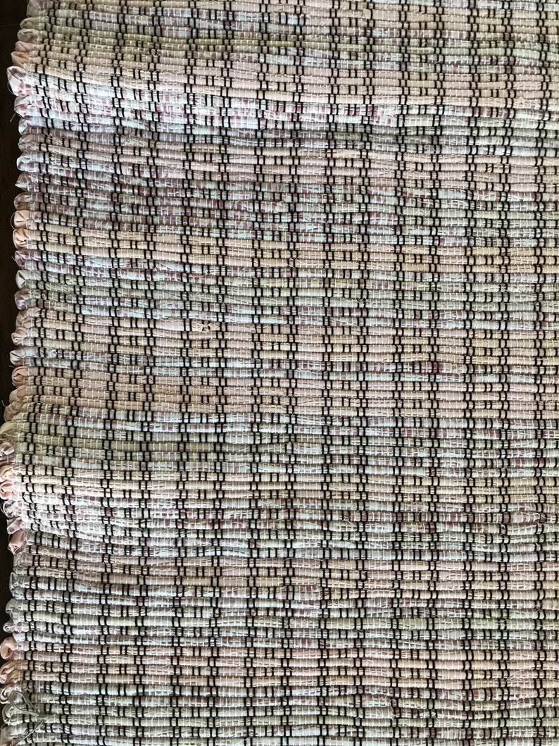 Handwoven Rag Rug in pink and black Etsy