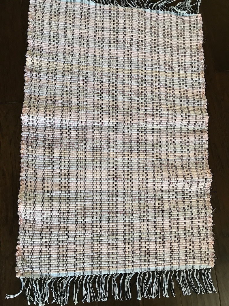 Handwoven Rag Rug in pink and black Etsy