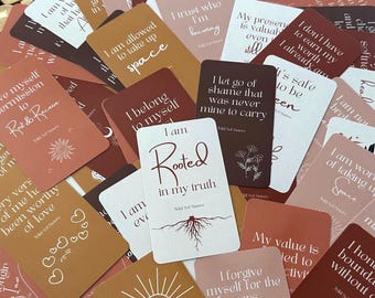 Rooted in Worth | 50 Affirmation Card Deck | Self-Love, Healing & Empowerment | Spiritual Gifts for Women