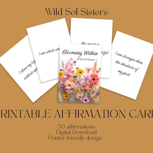 Cartes d'affirmation « Blooming Within » : 50 citations positives (téléchargement numérique)
