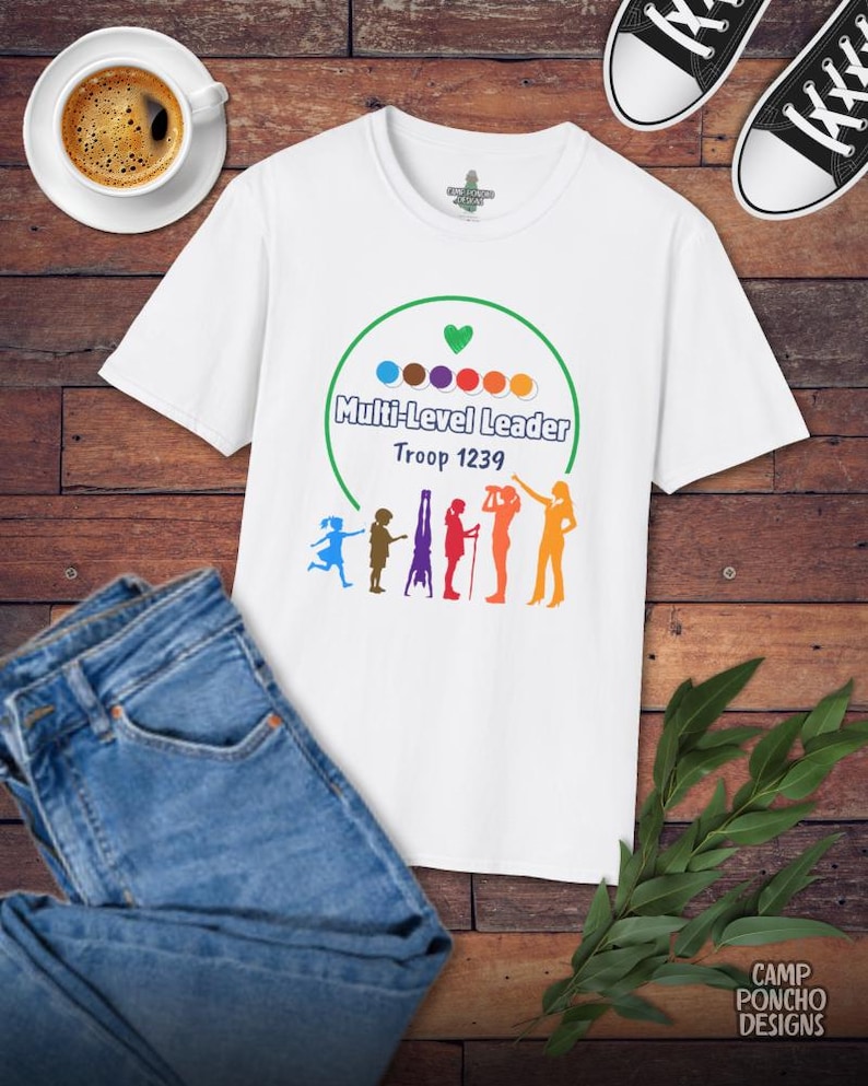 Girl Scout Multi-Level Troop Leader Personalized T-Shirt - Front & Back White