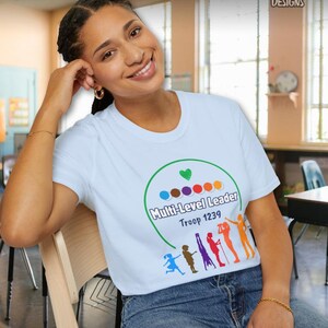 Girl Scout Multi-Level Troop Leader Personalized T-Shirt - Front & Back Light Blue