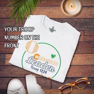 Girl Scout Ambassador Troop Leader Personalized T-Shirt - Front & Back White