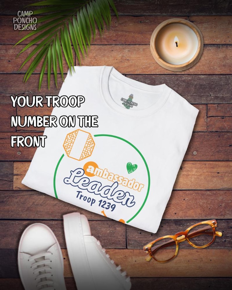 Girl Scout Ambassador Troop Leader Personalized T-Shirt - Front & Back White