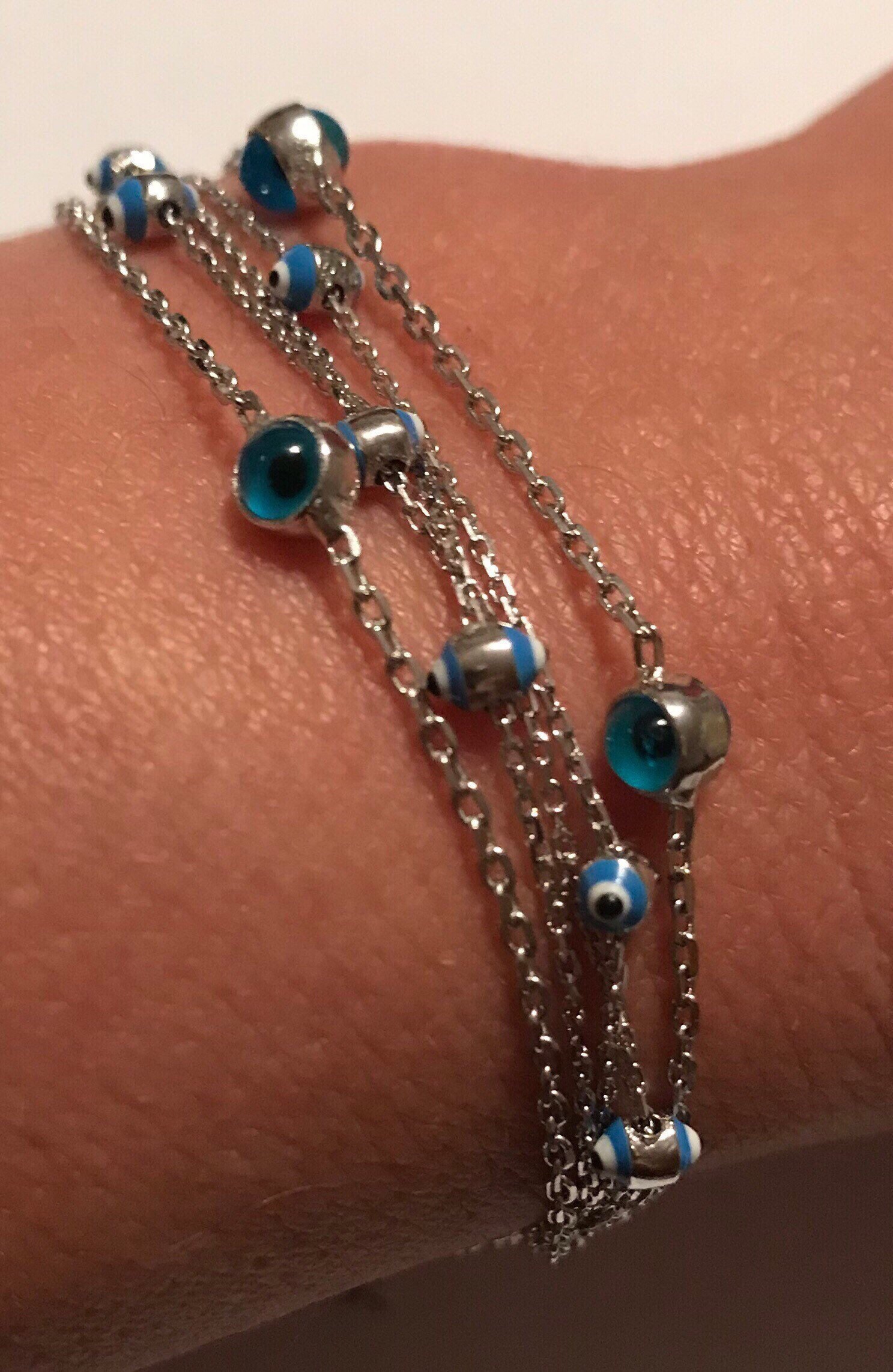 Men's Evil Eye Bracelet - 925 Sterling Silver Vintage Style With Black CZ Stones