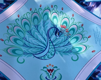 Tapete de mahjong con forma de pavo real